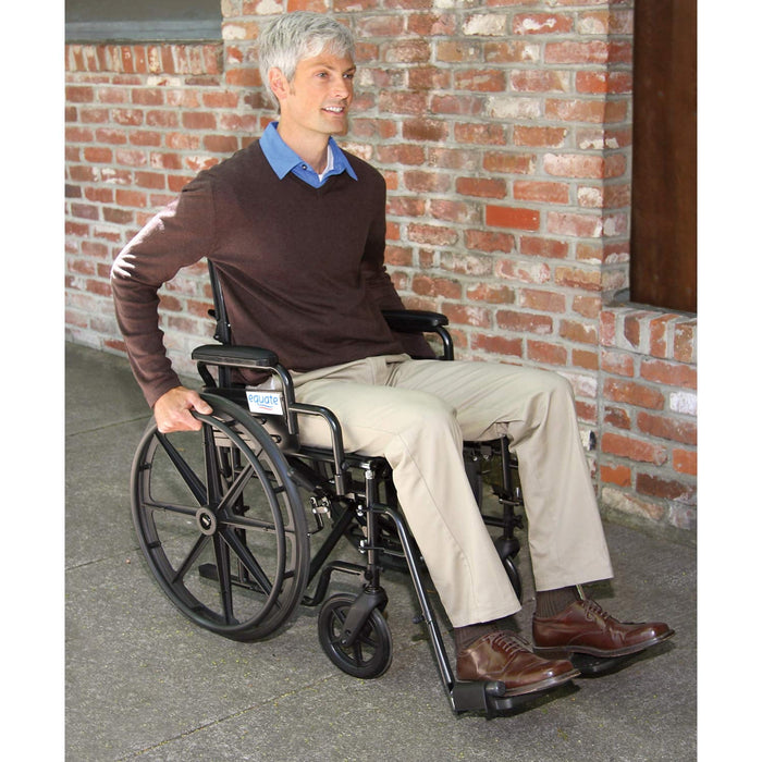 Equate Lightweight Foldable Steel Wheelchair with 18" Seat and Swing-Away Footrests, 350 lb Capacity - Brand New
