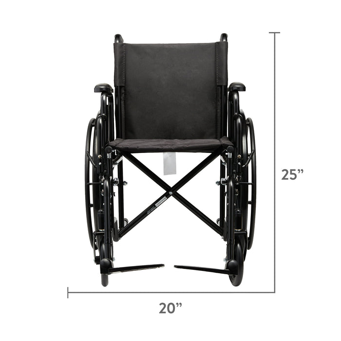 Equate Lightweight Foldable Steel Wheelchair with 18" Seat and Swing-Away Footrests, 350 lb Capacity - Brand New