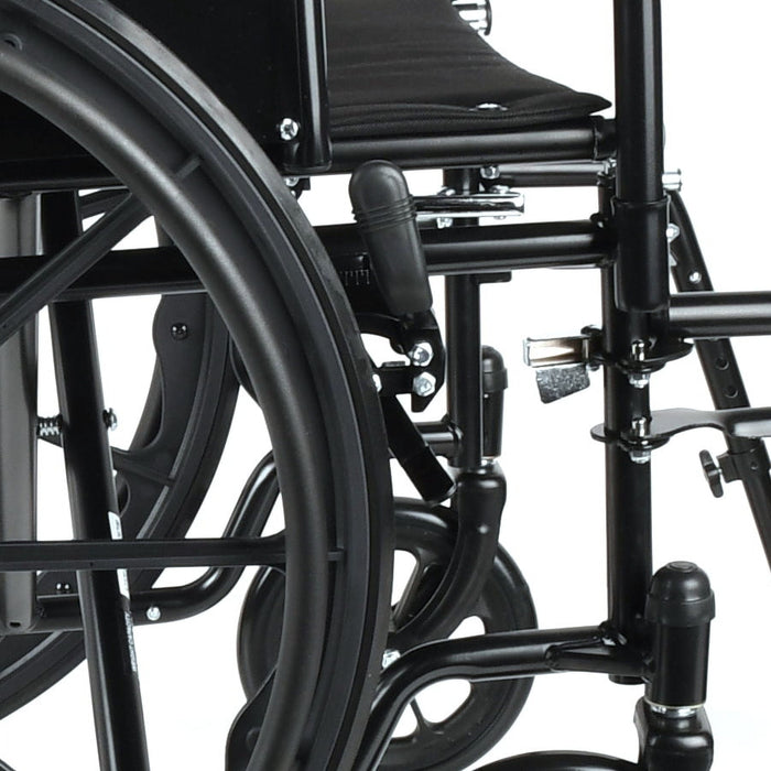 Equate Lightweight Foldable Steel Wheelchair with 18" Seat and Swing-Away Footrests, 350 lb Capacity - Brand New