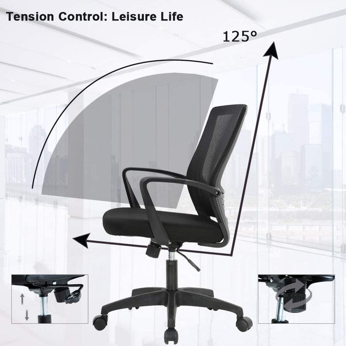 Ergonomic Office Modern Mesh Swivel Computer Chair with Lumbar Support Arms