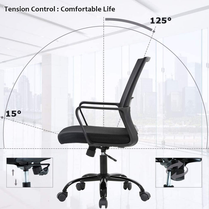 Ergonomic Swivel Rolling Home Office Mesh Chair with Lumbar Support
