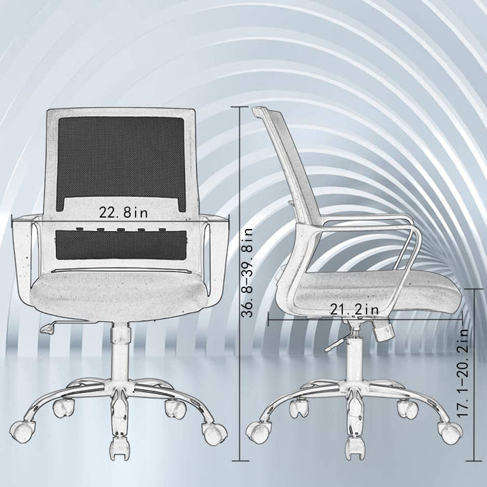 Ergonomic Swivel Rolling Home Office Mesh Chair with Lumbar Support