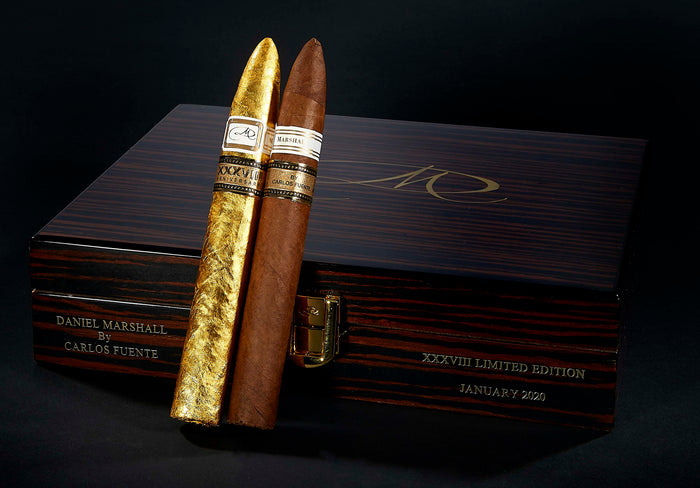 Factory Floor Sale -  HISTORIC HUMIDOR- THE DM 38TH XXXVIII ANNIVERSARY LIMITED EDITION DESK-TRAVEL HUMIDOR IN MACASSAR EBONY