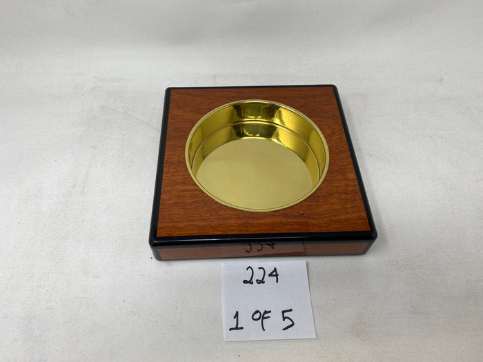FACTORY FLOOR SALE #224 - COCOBOLO ROSEWOOD CIGAR ASHTRAY WITH BRASS PAN CIRCA 1993 MADE FOR ALFRED DUNHILL OF LONDON
