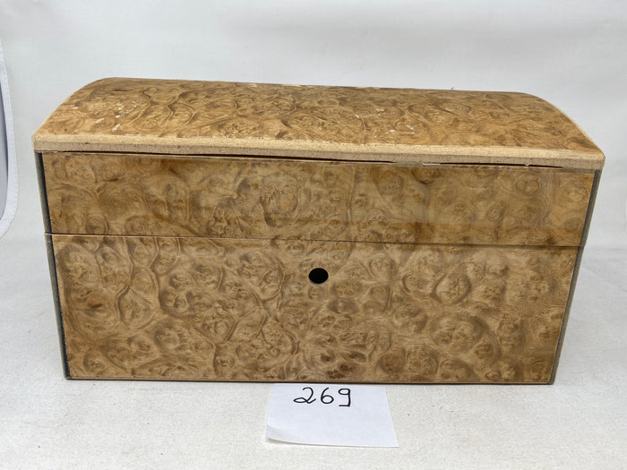 FACTORY FLOOR SALE #269 - AS IS -BURL UNFINISHED 100 CIGAR HUMIDOR TREASURE CHEST DANIEL MARSHALL PRIVATE STOCK HUMIDOR