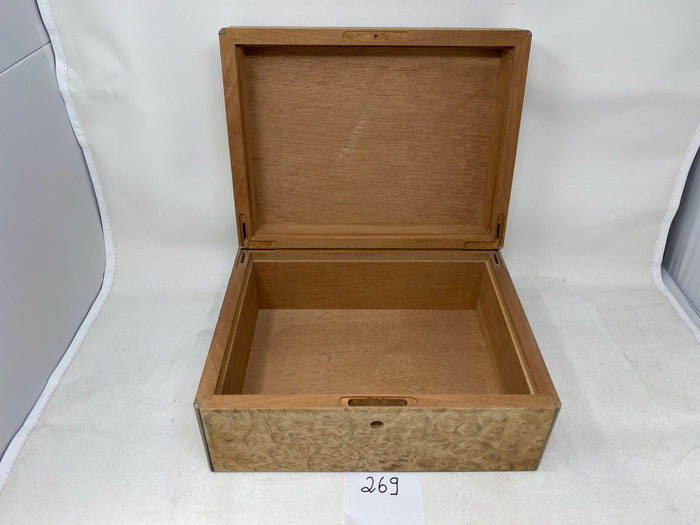 FACTORY FLOOR SALE #269 - AS IS -BURL UNFINISHED 100 CIGAR HUMIDOR TREASURE CHEST DANIEL MARSHALL PRIVATE STOCK HUMIDOR