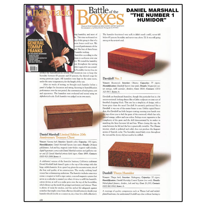 FACTORY FLOOR SALE #269 - AS IS -BURL UNFINISHED 100 CIGAR HUMIDOR TREASURE CHEST DANIEL MARSHALL PRIVATE STOCK HUMIDOR
