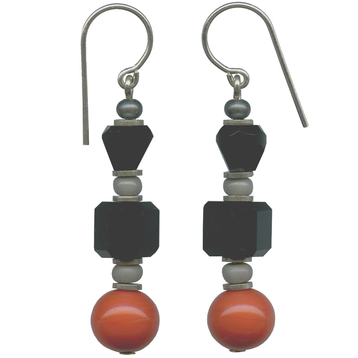 Owen Glass Collection Fauna 6 earrings featuring intricate design and metallic finish, shown on a white background.