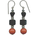 Owen Glass Collection Fauna 6 earrings featuring intricate design and metallic finish, shown on a white background.