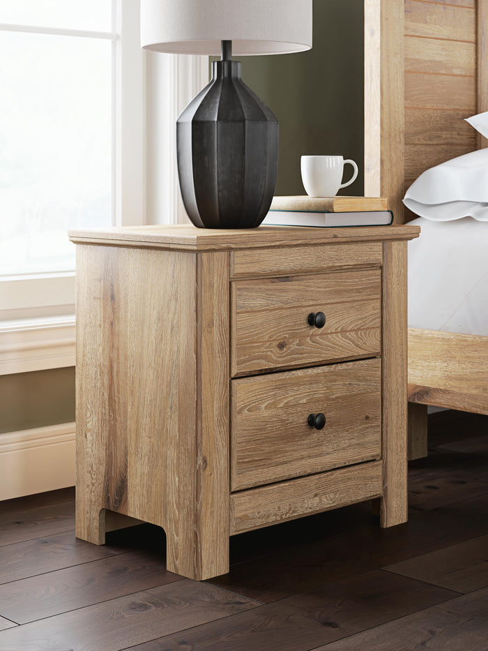 Fenderport Tan Two Drawer Night Stand - Brand New