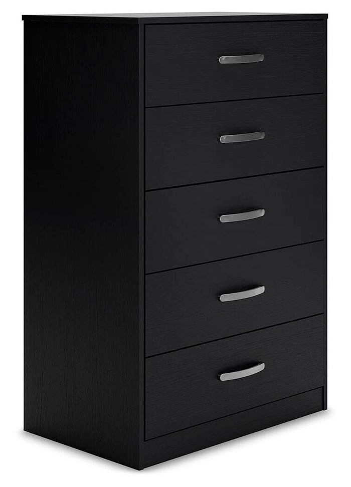 Finch Black Five Drawer Chest - Brand New