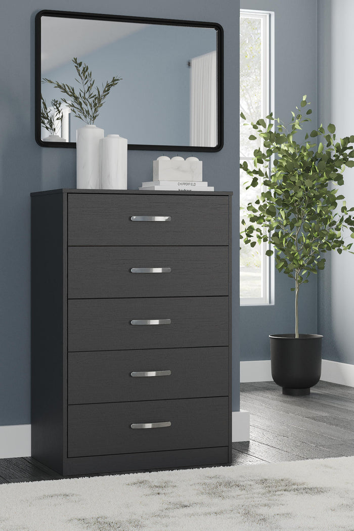 Finch Black Five Drawer Chest - Brand New