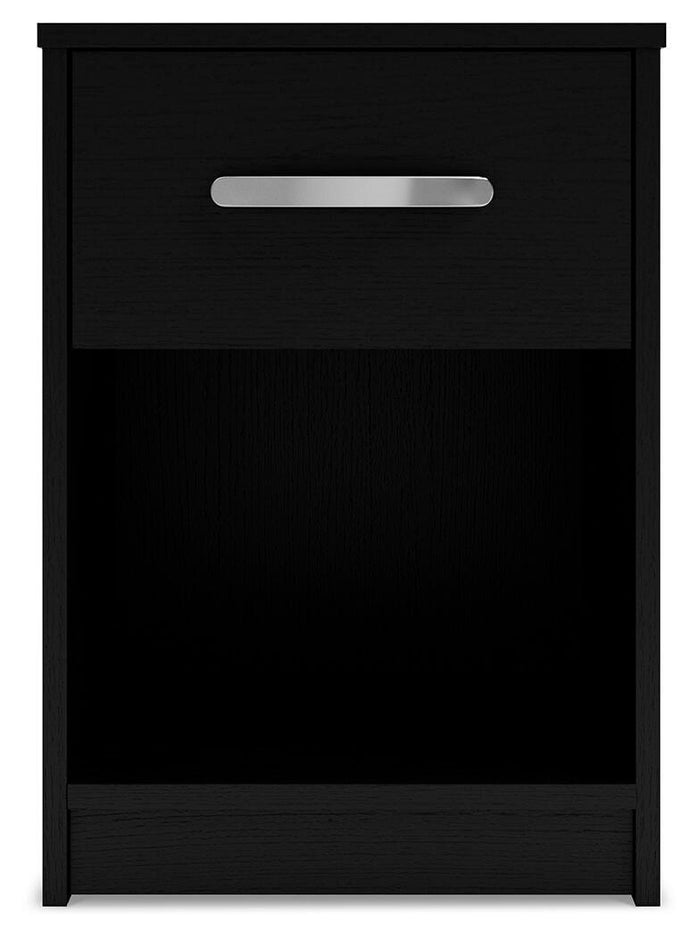 Finch Black One Drawer Night Stand - Brand New