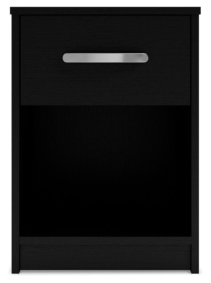 Finch Black One Drawer Night Stand - Brand New