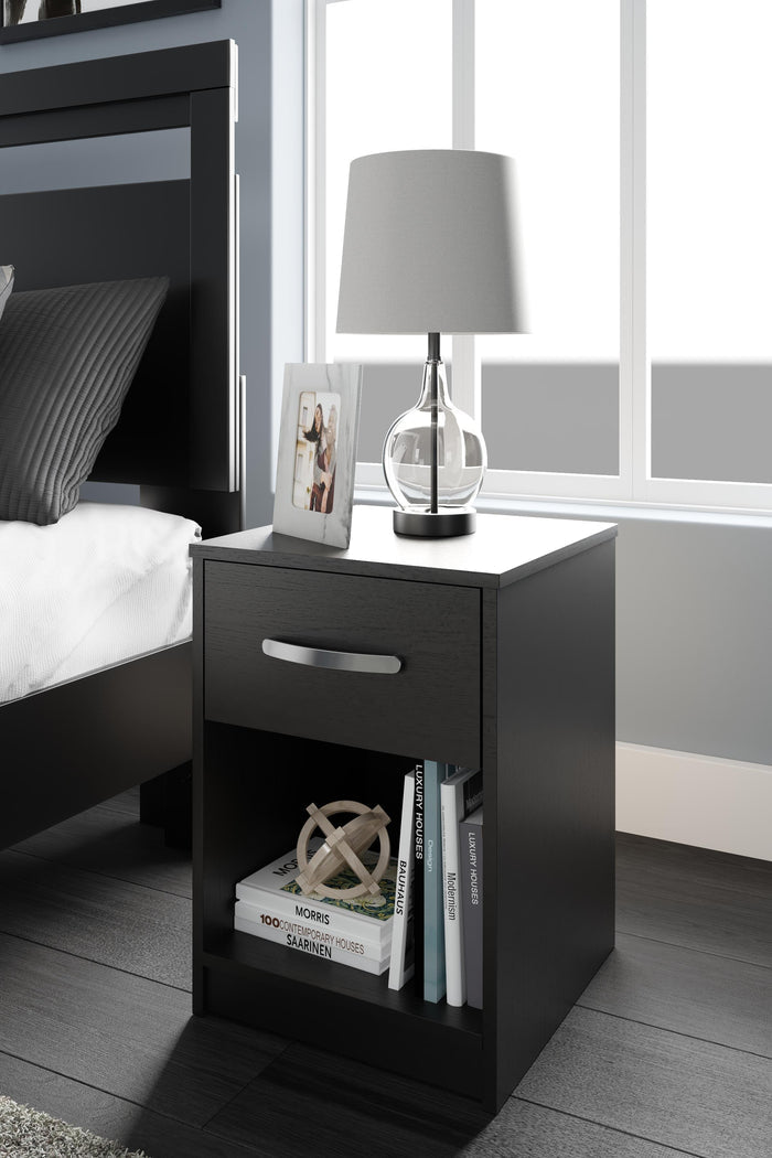 Finch Black One Drawer Night Stand - Brand New