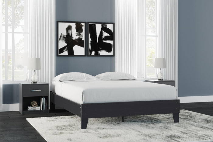 Finch Black Queen Platform Bed - Brand New
