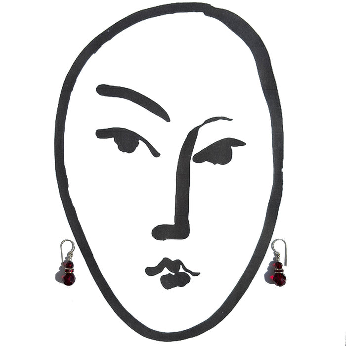 Owen Glass Collection Flash 15 Garnet Czech Glass and Austrian Crystal Earrings with red rhinestones, showcasing elegant jewelry design