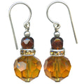 Owen Glass Collection Flash 30 Topaz Czech glass and Austrian crystal earrings with rhinestones, showcasing elegant dangling jewelry.