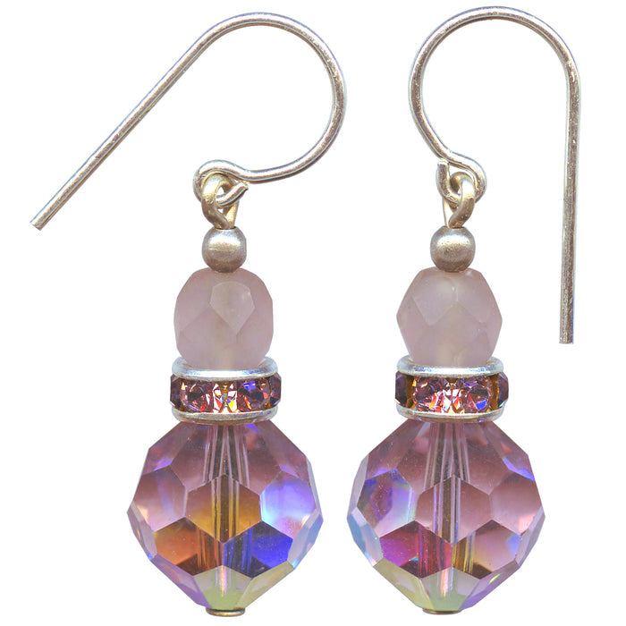 Iridescent Light Amethyst Austrian Crystal and Czech Glass Earrings from Owen Glass Collection, featuring sparkling, elegant jewelry.