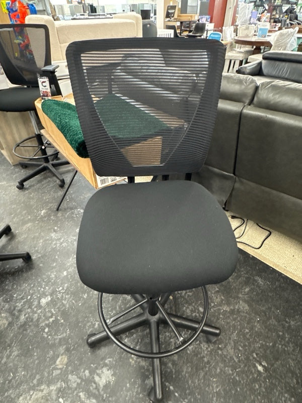 Flash Furniture Harper Ergonomic Mid-Back Mesh Drafting Chair with Black Fabric Seat and Adjustable Foot Ring - Brand New