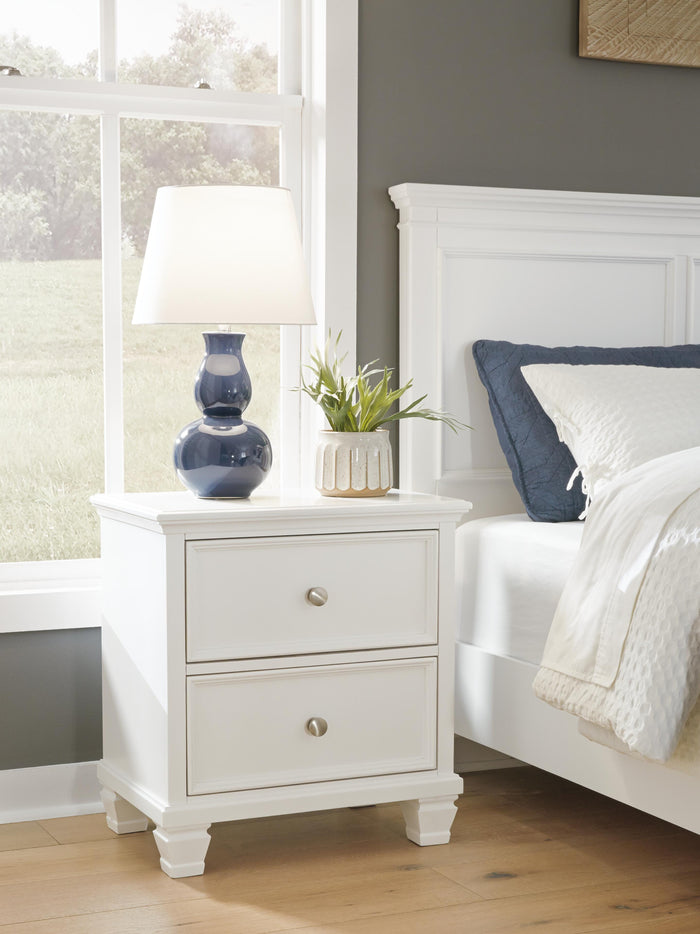 Fortman White Two Drawer Night Stand - Brand New