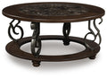 Frallyn Dark Brown Round Cocktail Table - Brand New