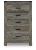 Frandern Gray Five Drawer Chest - Brand New