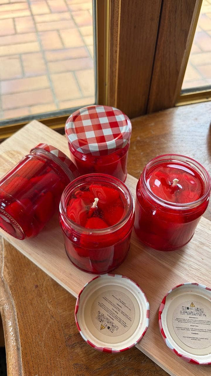 French jam Candle in a Jar (Strawberry, Handmade)