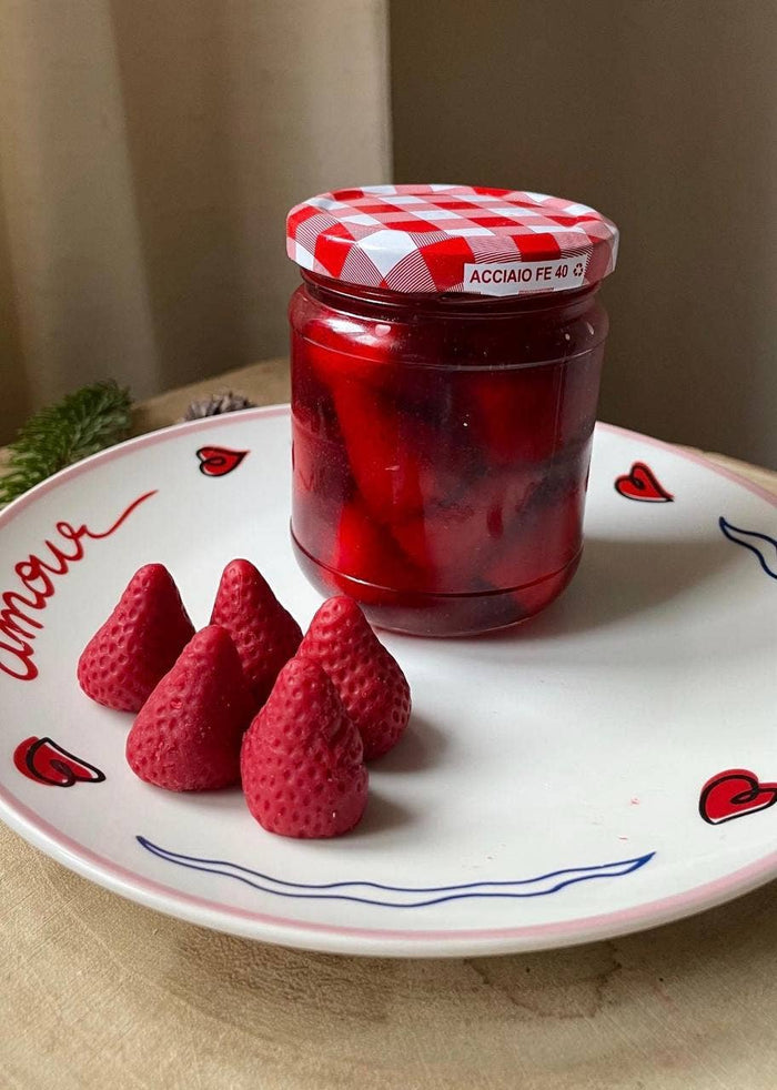 French jam Candle in a Jar (Strawberry, Handmade)
