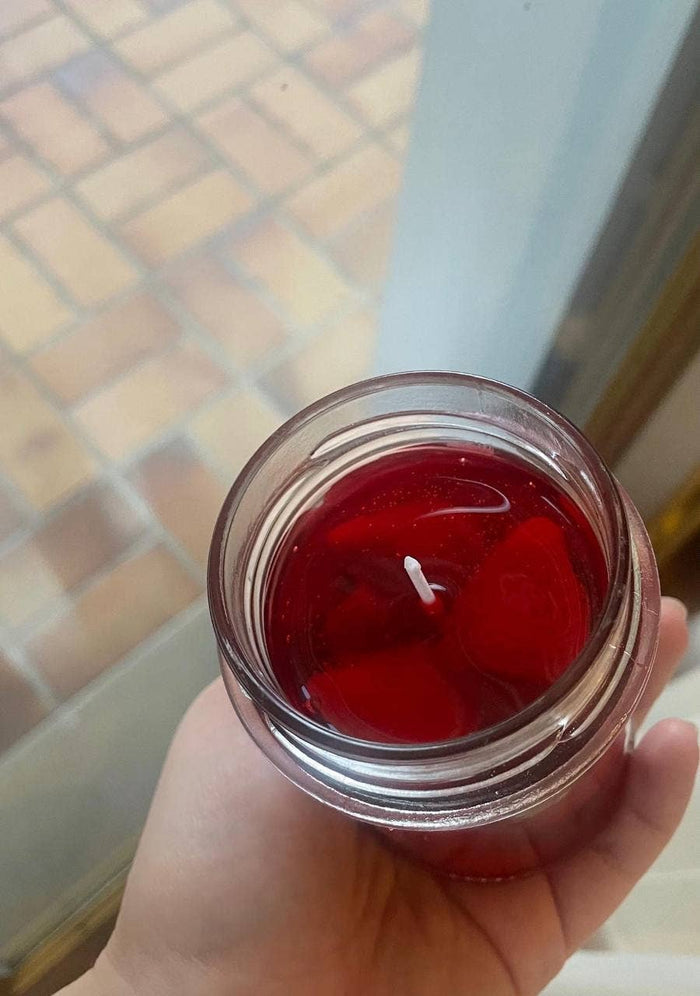 French jam Candle in a Jar (Strawberry, Handmade)