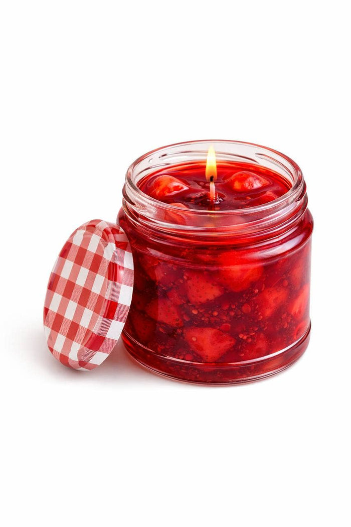 French jam Candle in a Jar (Strawberry, Handmade)