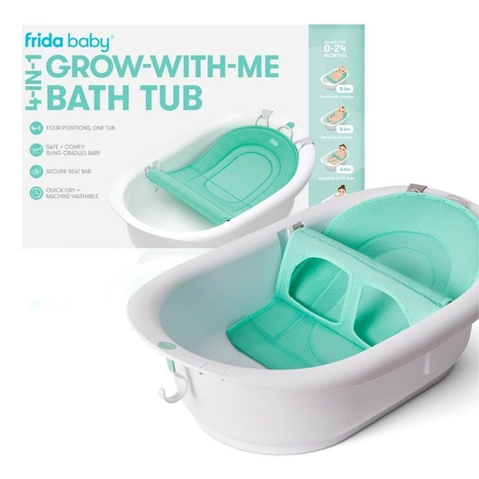 Frida Baby 4 in 1 Grow With Me Baby Bath Tub for Newborn to Toddler, White - Brand New