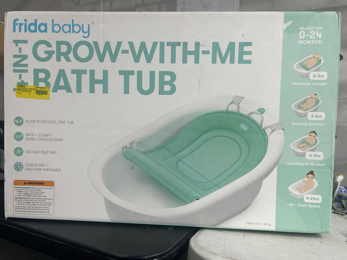 Frida Baby 4 in 1 Grow With Me Baby Bath Tub for Newborn to Toddler, White - Brand New