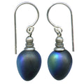 Frosted iridescent jet glass drop earrings with mini berry design from Owen Glass Collection, showcasing elegant jewelry style.