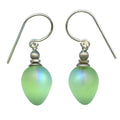 Frosted iridescent Peridot German glass drop earrings with mini berry design from Owen Glass Collection.