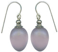 Frosted mauve German glass drop earrings with berry-shaped design from Owen Glass Collection, showcasing elegant jewelry craftsmanship.