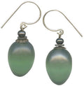 Frosted green glass drop earrings with berry-shaped design from Owen Glass Collection, featuring elegant, translucent green glass.