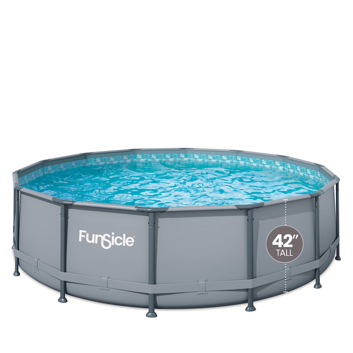 Funsicle 14 ft Oasis Round Above Ground Metal Frame Swimming Pool, Includes SkimmerPlus Pump, Age 6 & up - Brand New
