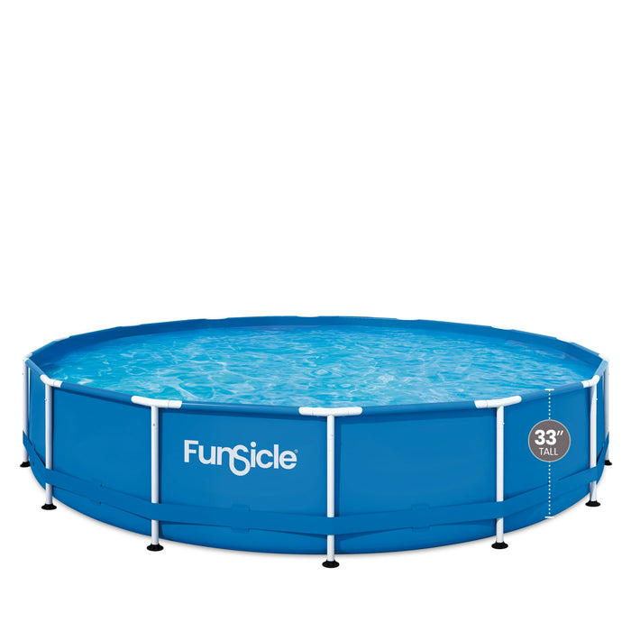 Funsicle 14ft Activity Above Ground Metal Frame Swimming Pool, Includes SkimmerPlus Pump, Round, Age 6 & up - Brand New