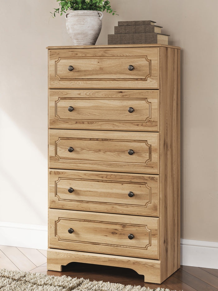 Galletyn Warm Brown Five Drawer Chest - Brand New
