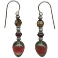 Owen Glass Collection Garnet and Smoke Topaz German glass drop earrings with watercolor-inspired design.