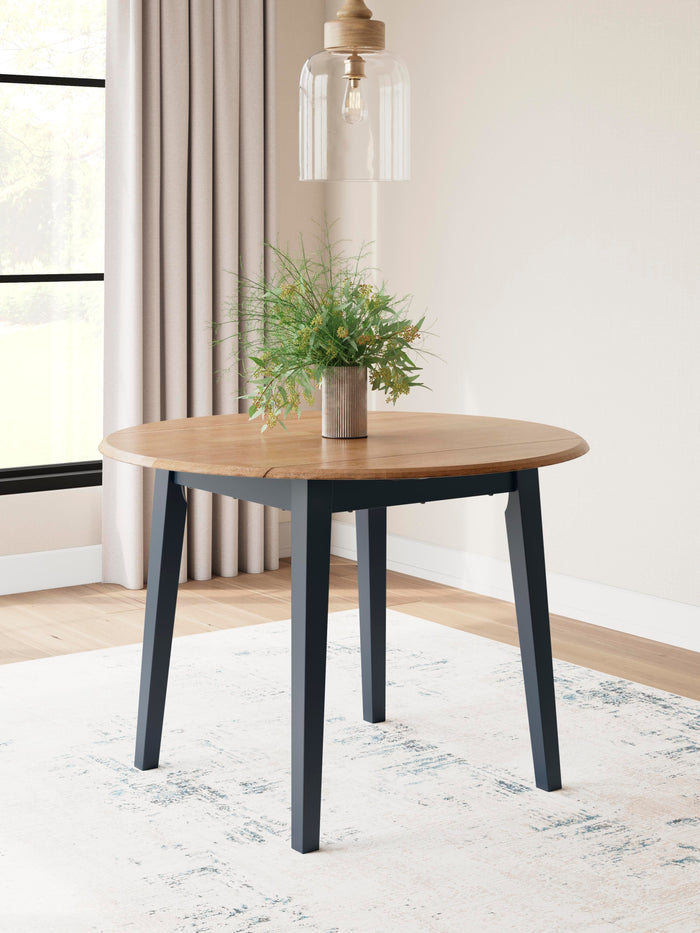 Gesthaven Natural/Blue Round DRM Drop Leaf Table - Brand New