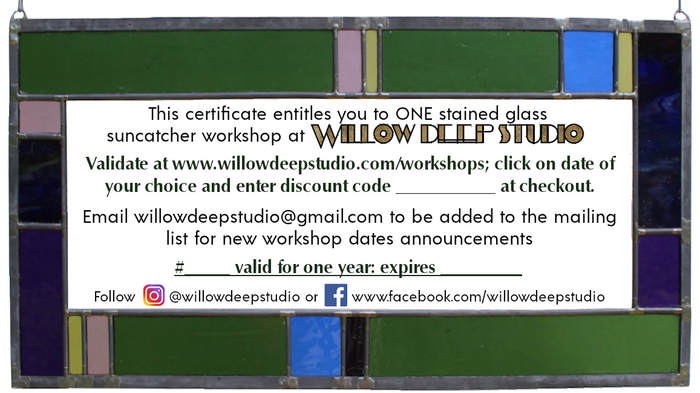 Gift Certificate for Public Suncatcher Workshop