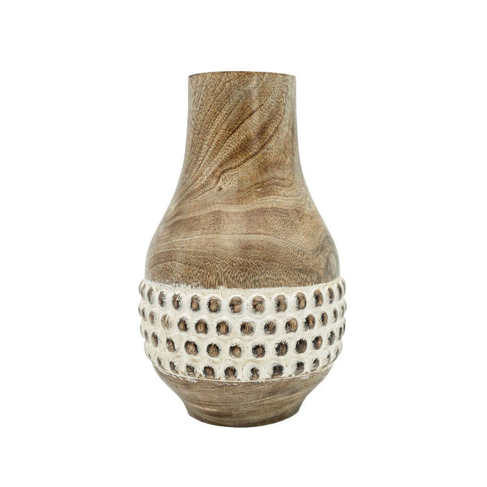 Gigi Whitewashed Wood Bead Dried Florals Vase