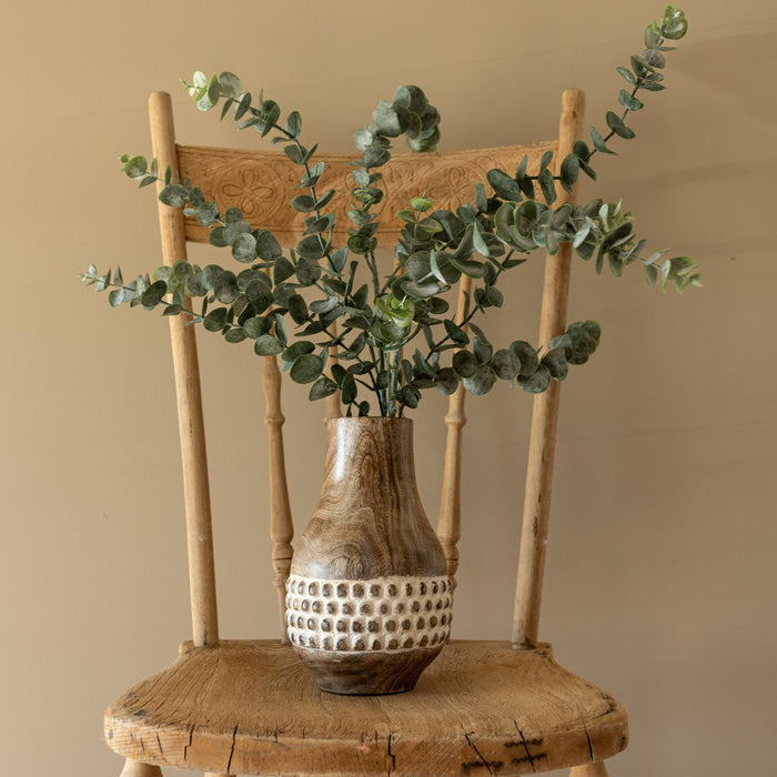 Gigi Whitewashed Wood Bead Dried Florals Vase