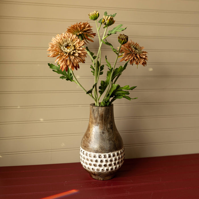 Gigi Whitewashed Wood Bead Dried Florals Vase