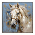 Golden Mane Majesty - 40" x 40" Framed Wall Art - Blue