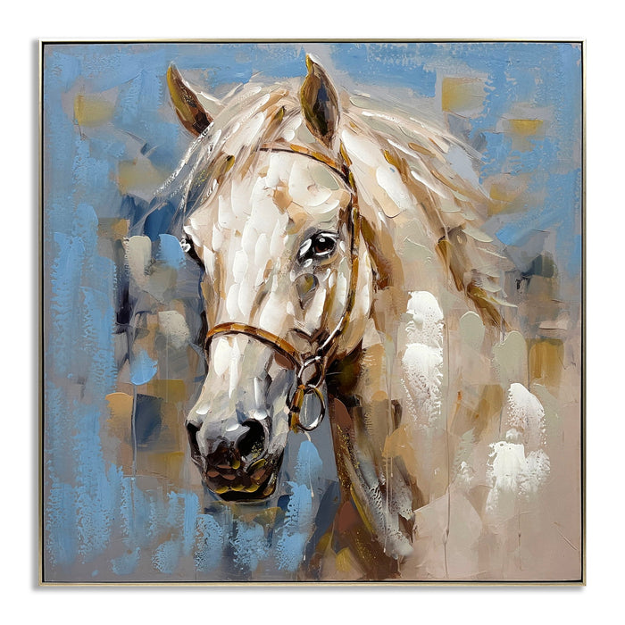 Golden Mane Majesty - 40" x 40" Framed Wall Art - Blue