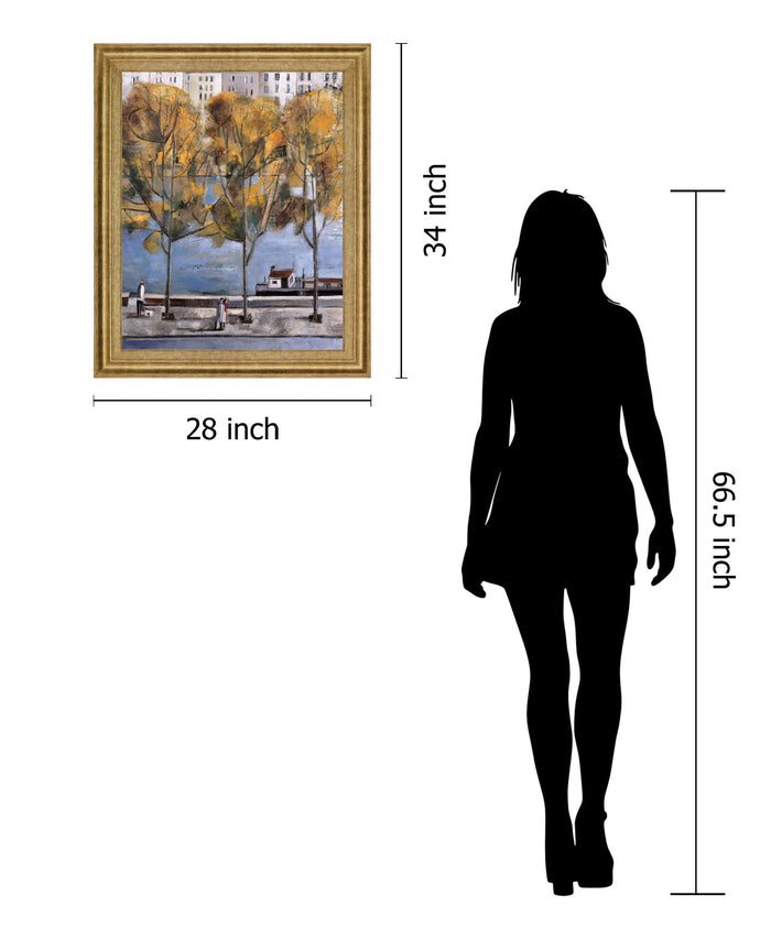 Golden River Promenade - 28" x 34" Framed Wall Art - Light Brown