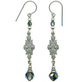 Owen Glass Collection Grace 11 iridescent crystal and filigree earrings featuring shimmering crystals and intricate metalwork design.